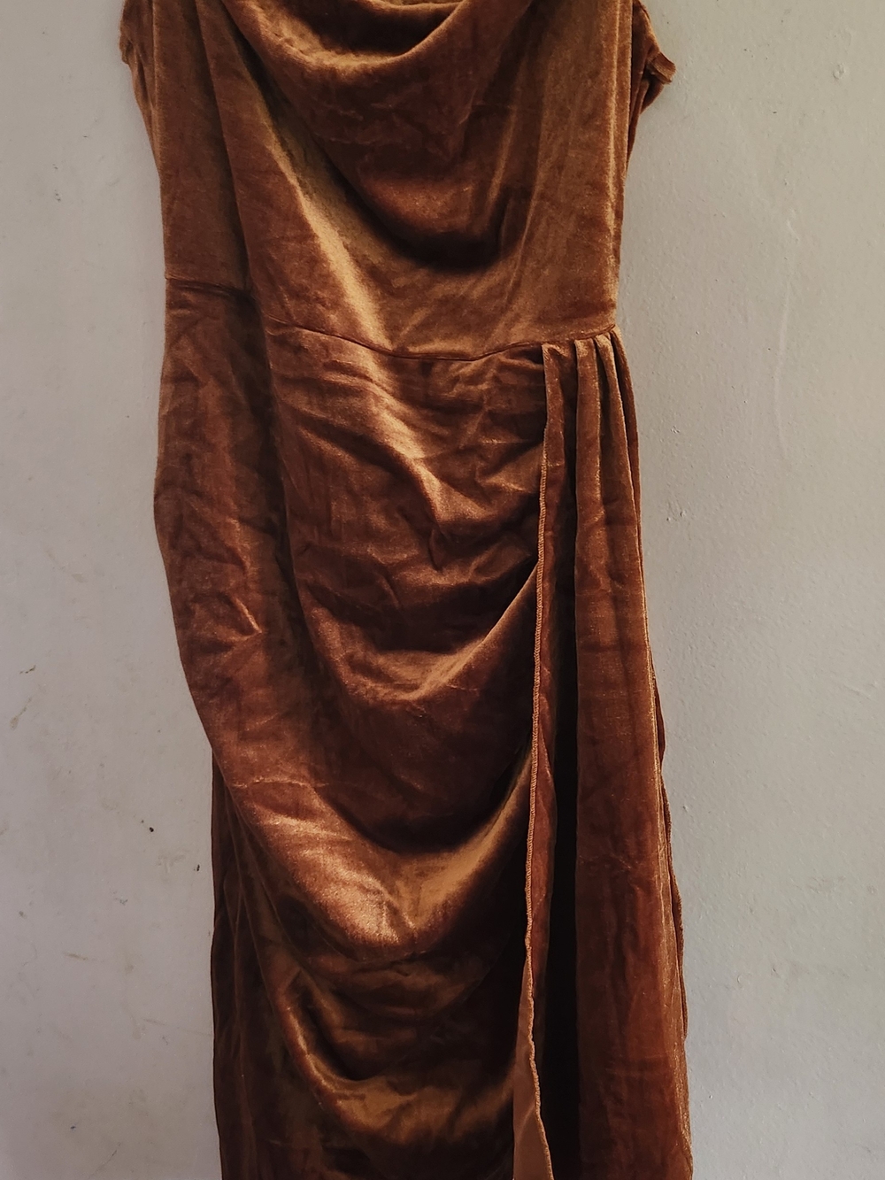 Brown Velvet Draped Women’s Dress